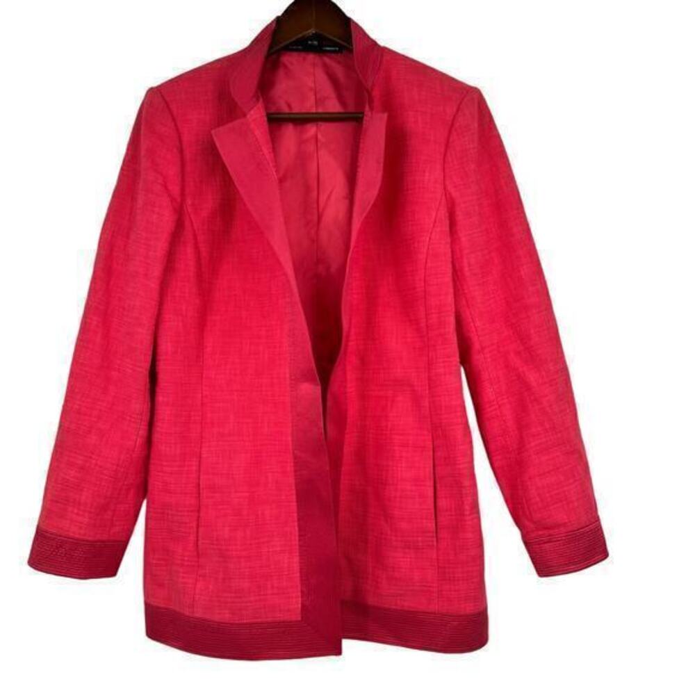 Linda Allard Ellen Tracy Blazer Women Open Front silk lined Jacket Pink Red sz 6